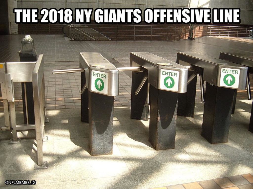 La linea offensiva dei Giants come i tornelli dello stadio di New York