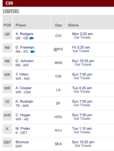 C3S NFL Fantasy Team