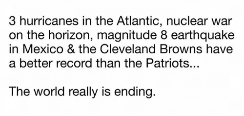 Fine del mondo record Browns migliore Patriots